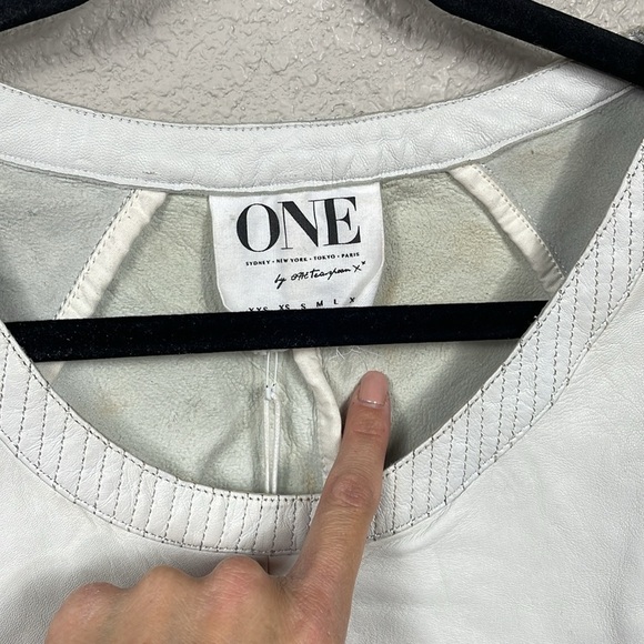 NWT One Teaspoon Super Moto Leather Crewneck Sweatshirt Ivory White Sz XS - Picture 14 of 16